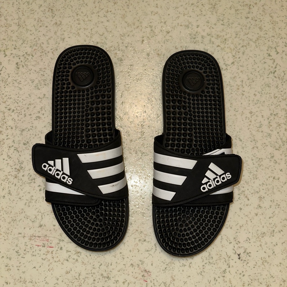 adidas Black and White Slide Sandals